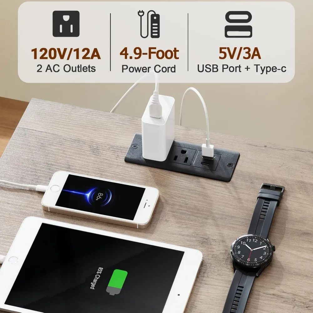 Night Stand Set 2, Nightstand with Charging Station, End Tables Living Room with USB Ports and Outlets 5
