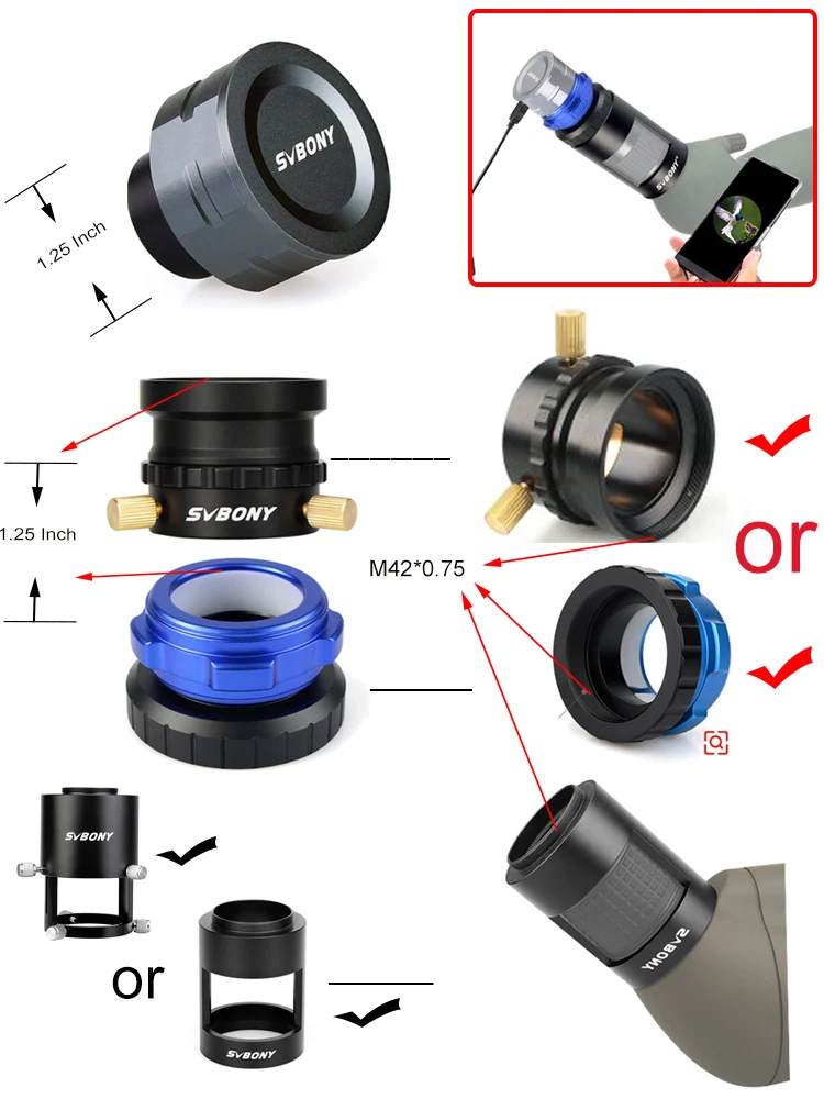 SVBONY Adapter Ring Connect Electronic eyepiece SV28 SV46/SV46P SV406/SV406P SV409 SV403  SV14 SV17 SV13 SV408 SV19 6
