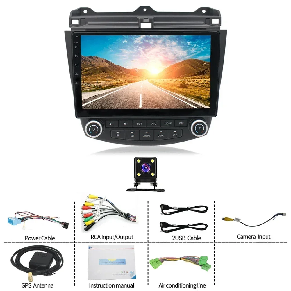 For 2003-2007 Honda Accord 7th Generation Android 13 In-Car Navigation System 10-inch Built-in CarPlay+Android Auto/2G+32G