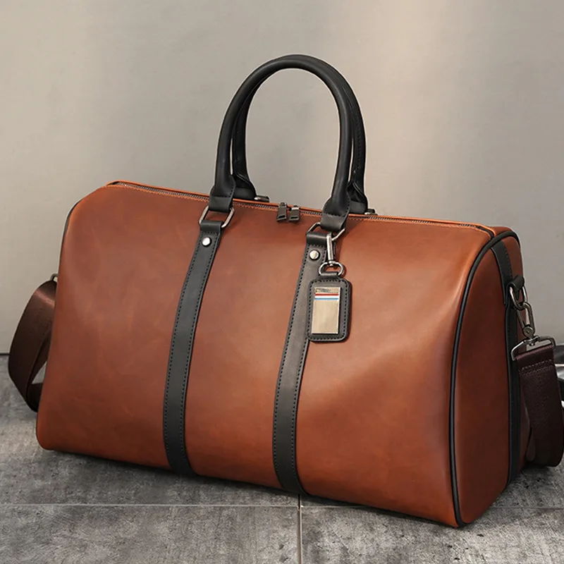 New Fashion Leather Travel Bag Large Capacity Travel Shoulder Messenger Duffl Bag Short Trip Men Sports Package Hand Luggage Bag