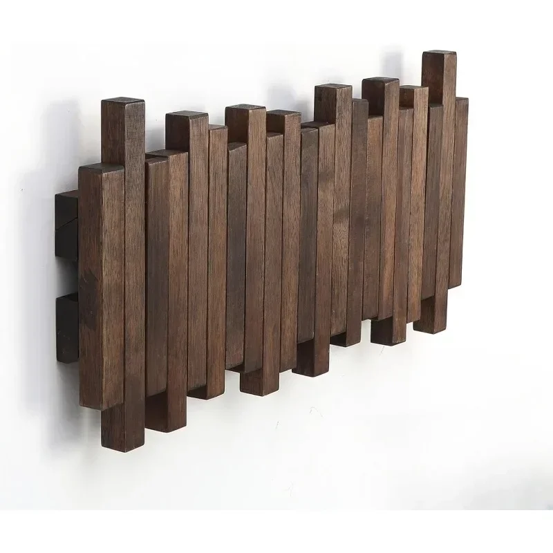 Natural Wood Wall Mounted Piano Coat Rack Coat Rack Wall Mount Flip Down Hook Hooks Entryway Art Hook