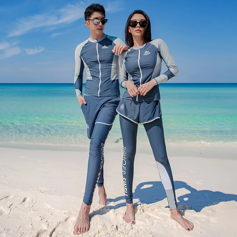 Men's 3pcs/set Long Sleeve Rash Guard Shirts+Leggings+Trunks Surf Swim Tops+Bottoms Quick Dry UV Sun Bathing Suits Wetsuits Skin