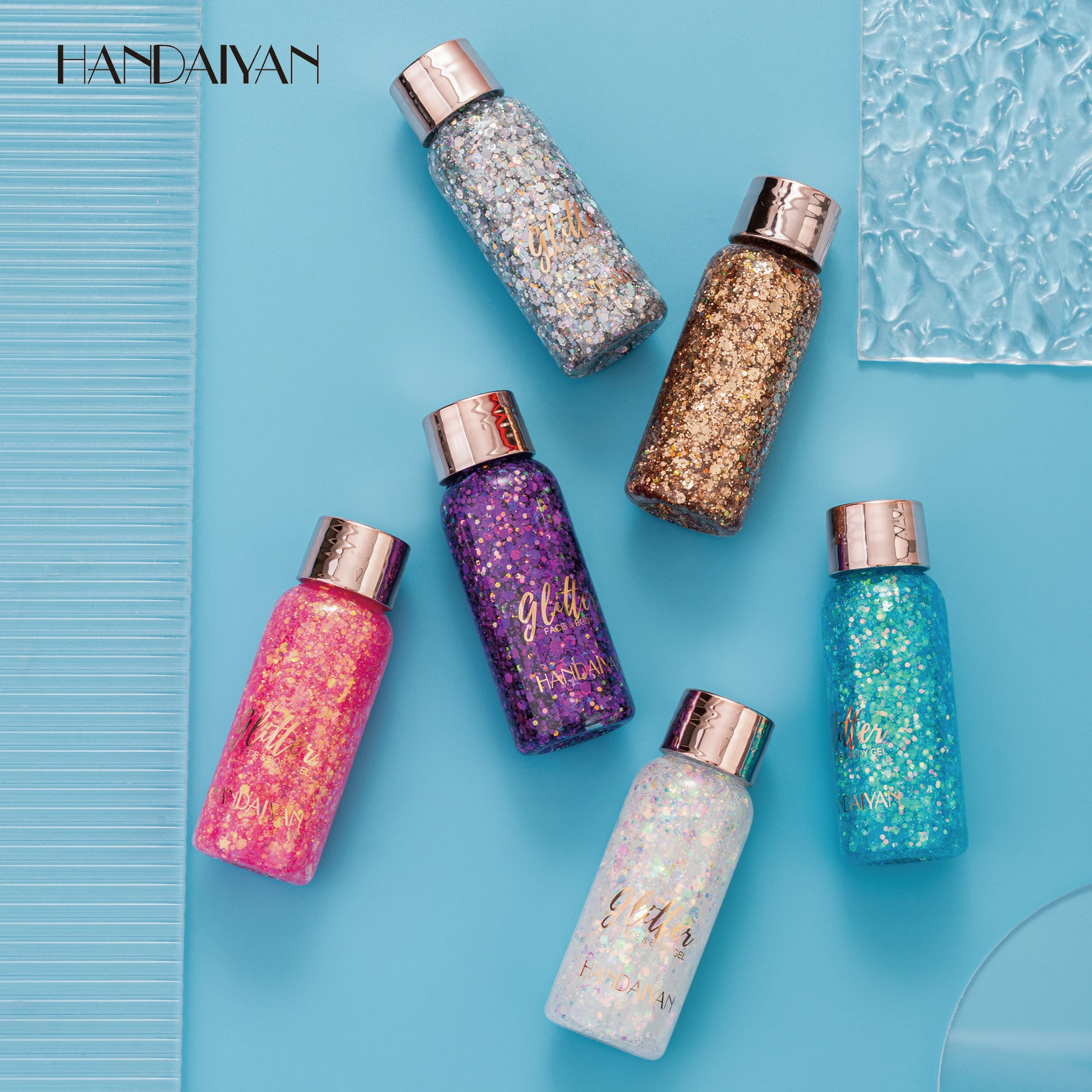 Body Glitter Gel HANDAIYAN 3 colors set gel glittering mermaid face and body glitter stage performance festival glitter gel female