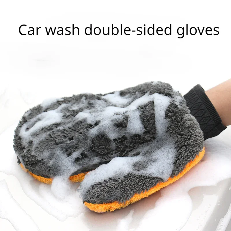 Car Washing Gloves Plush Soft Microfibre Car Cleaning Brush Water Absorption Body Washing Glove DusterLabor Clearner Supplie