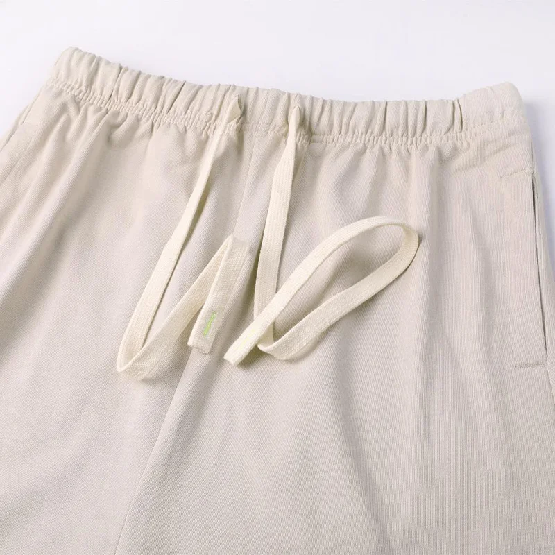 Men's Summer 100% Cotton Soft Loose Shorts Casual Jogging Sport Gym Fitness Short Pants Long Drawstring Cord Shorts with Pockets
