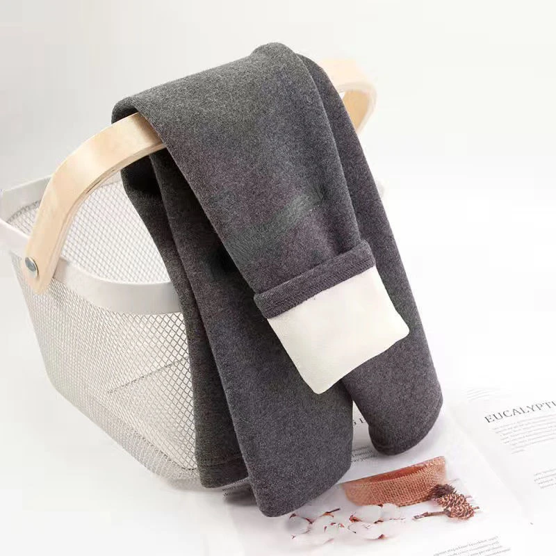 Winter Leggings Women Keep Warm Plus Velvet Thicken Solid Simple Female High Waist Chic Thermal Ankle-length Legging Cozy Basic