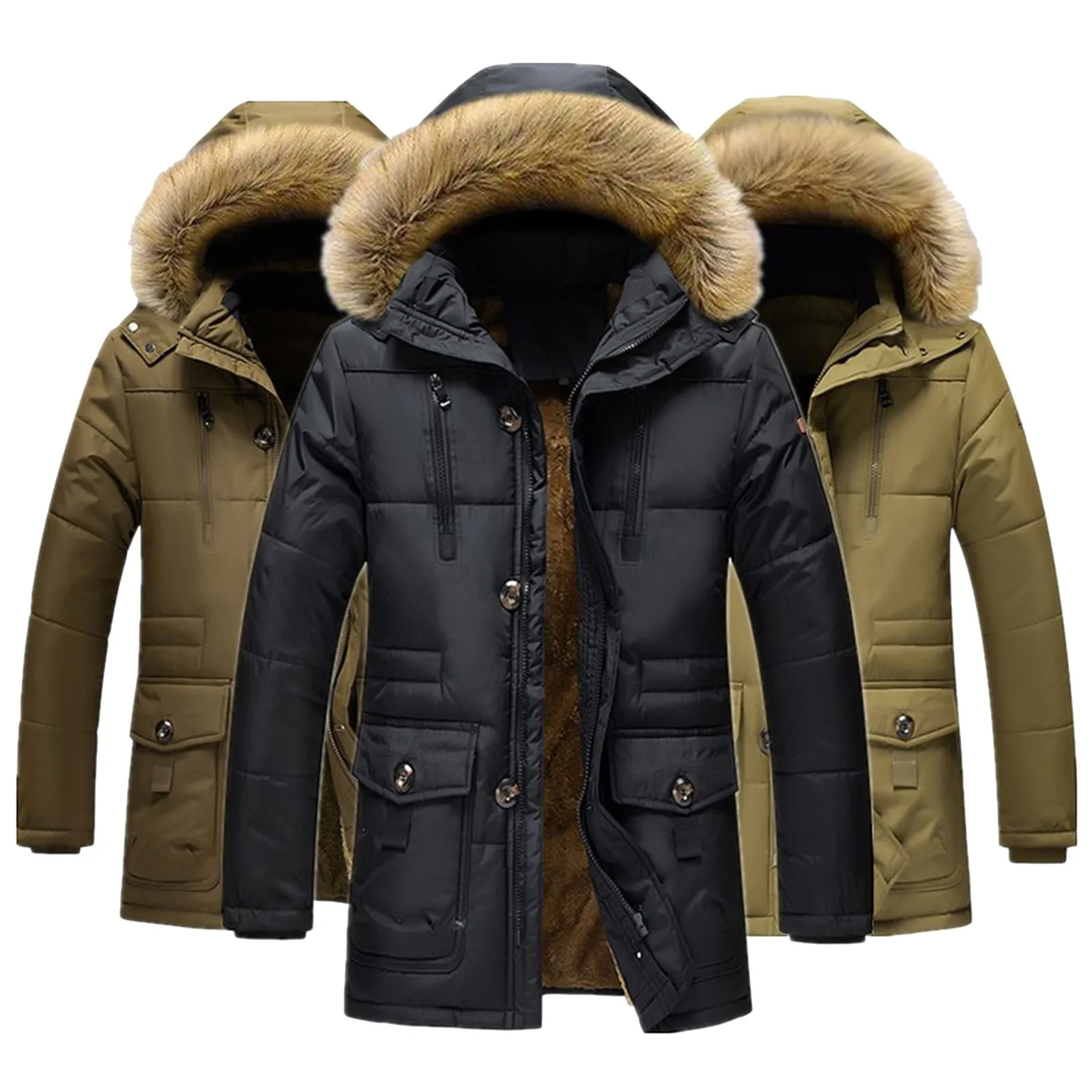

Vintage Hooded Snow Wear Warm Down Jacket Coat Male Outwear Plus Size Streetwear Thicken Windproof Padded Parka Men Overcoat