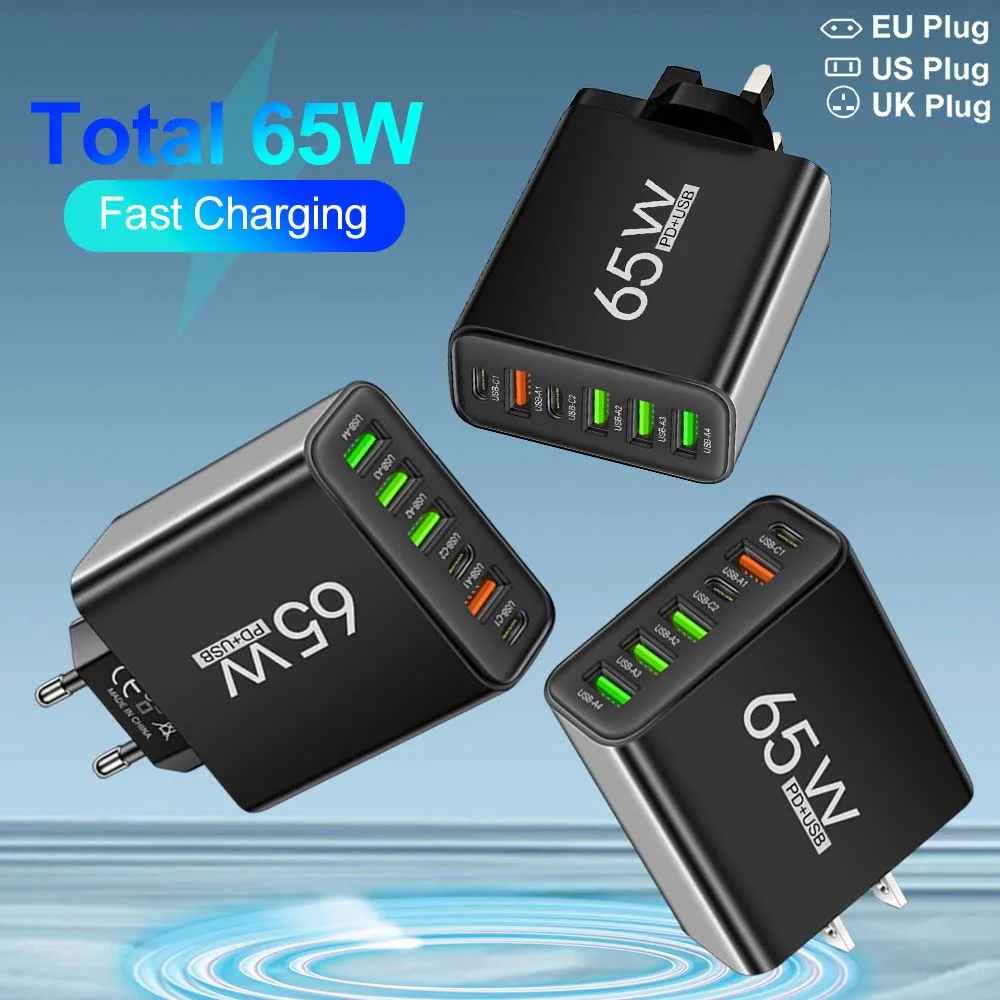 65W Multi Port Fast Charging Wall Charger