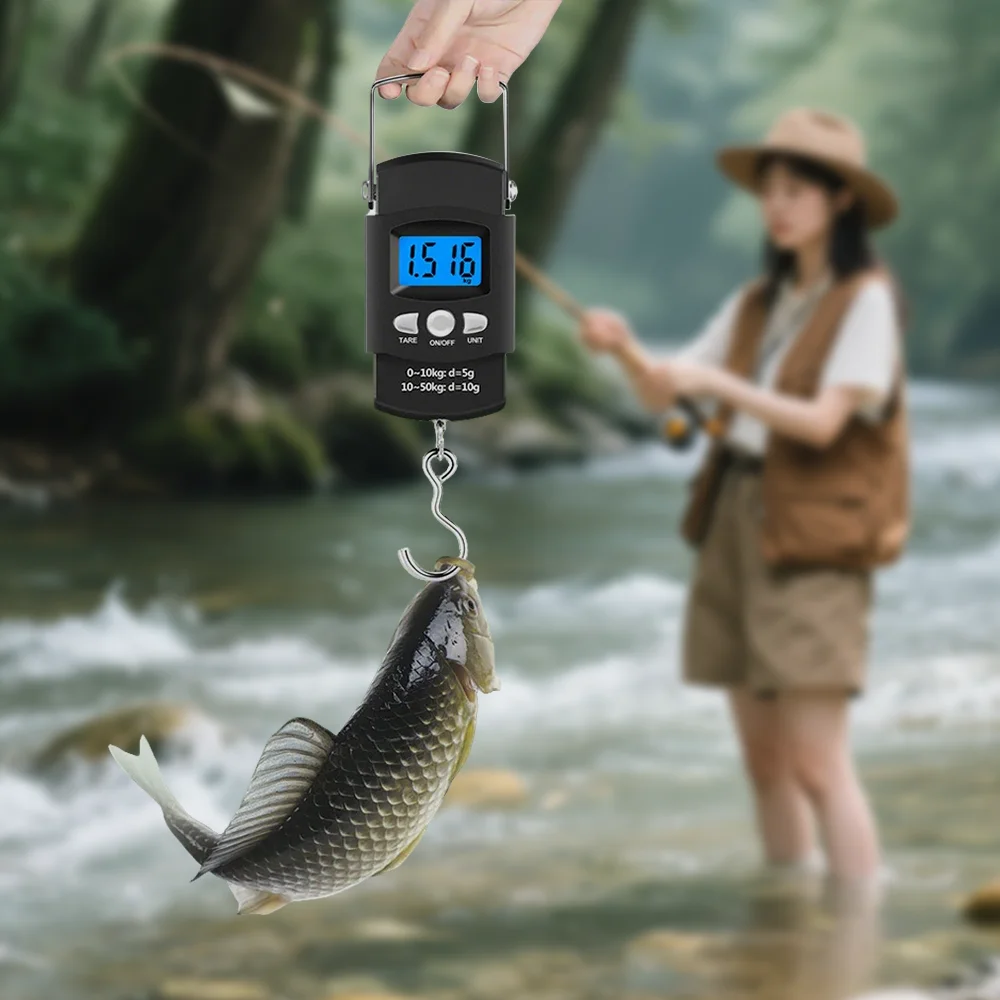 Balance portable LCD 50kg avec mètre ruban rétractable 100cm - Pour peser poissons et légumes