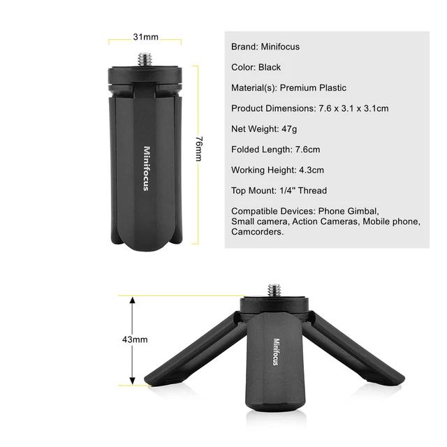 Tripié mini portátil p/cámara de acción, gimbal, soporte de cámara