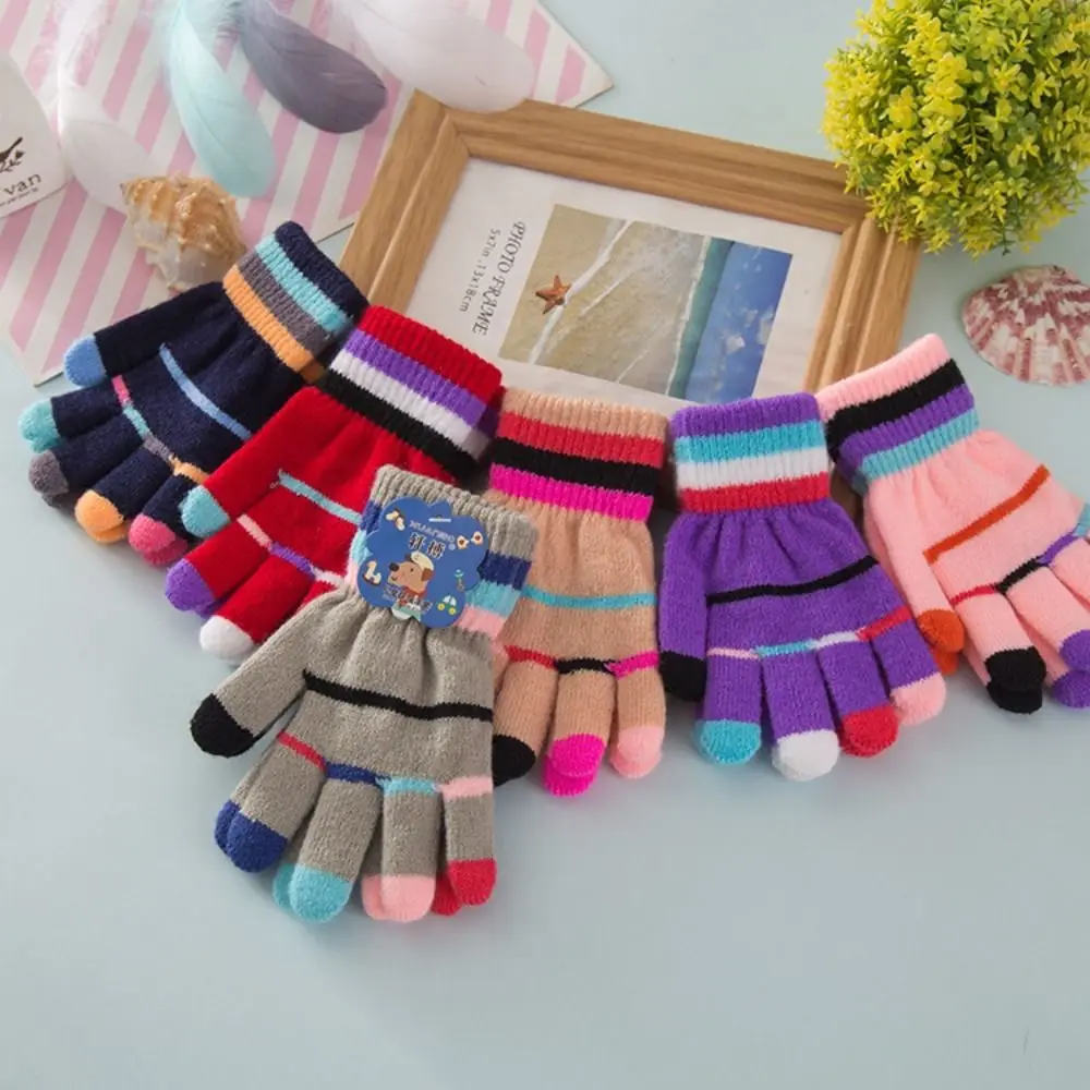 Knitted Fingerless Kids Gloves Thick Mittens for Winter