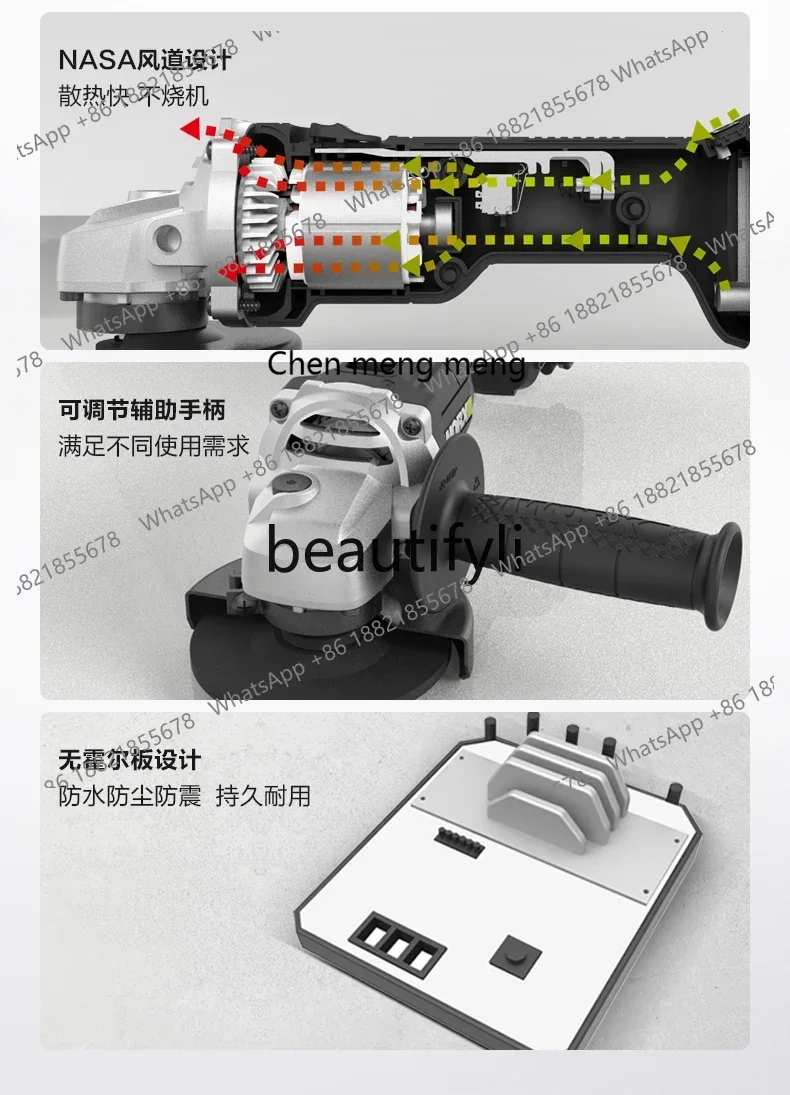 리튬 배터리 브러시리스 앵글 그라인더 WU805 소형 충전식 전기 핸드 그라인더 절단 및 연삭기 WU806