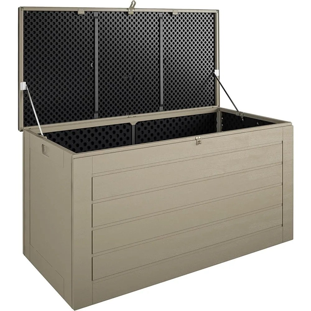 

88180BTN1E Outdoor Patio Deck Storage Box, Extra Large, 180 Gallons, Tan