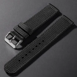 Breathable Two - Sided Woven Nylon Sport Watch Strap with Quick Release - 22mm (Black)