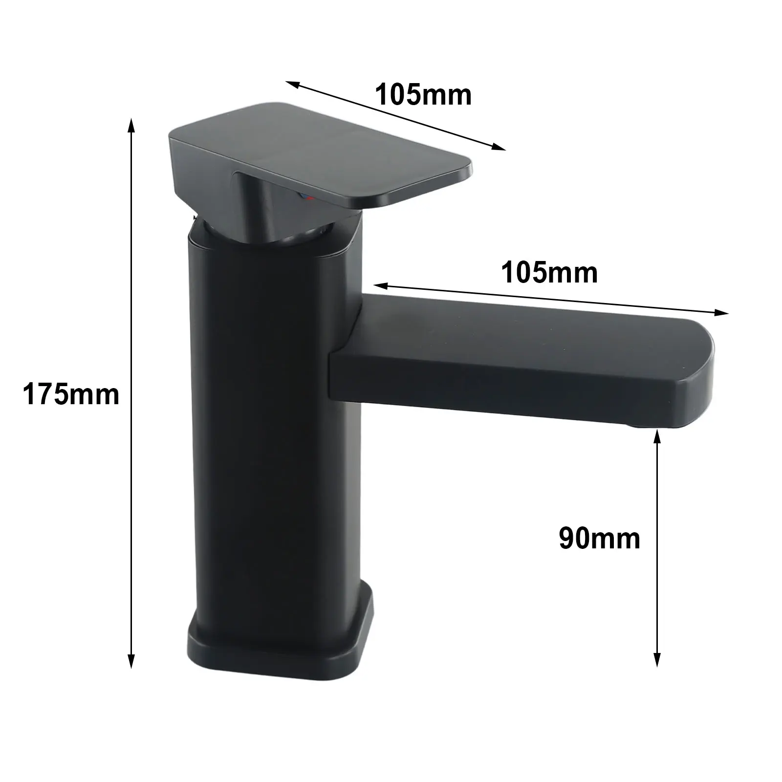 Basin Faucet Bathroom Faucet Hot&Cold Mixer Tap Deck Mounted Bathroom Black Square Washbasin Sink Bathtub Faucet