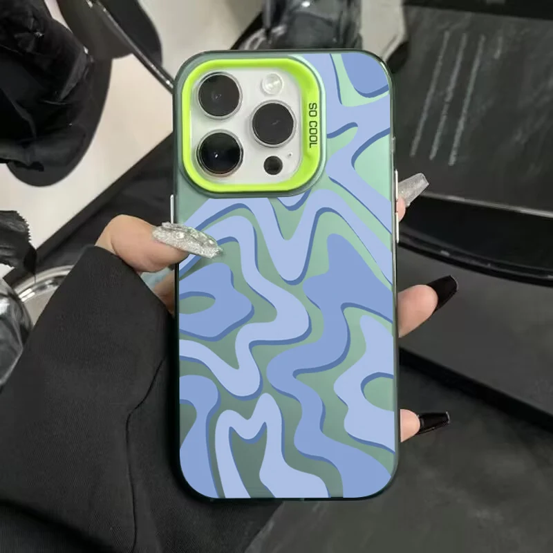 Funda de teléfono con textura mate y patrón de rayas para iPhone 16, 15, 14, 13, 12, 11 Pro Max, XS, XR, 7, 8 Plus, SE 2022, carcasa trasera a prueba de golpes