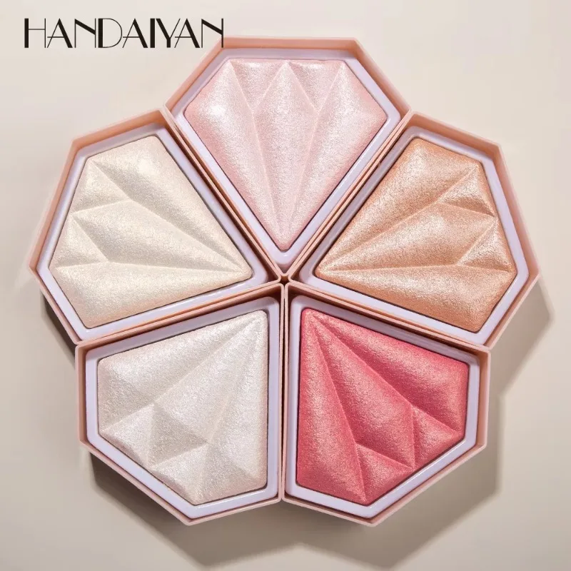 Face Highlighter 5 Colors Diamond Glitter Highlighter Powder Face Makeup Highlight Glow Shine Metallic Brighten Body Contour