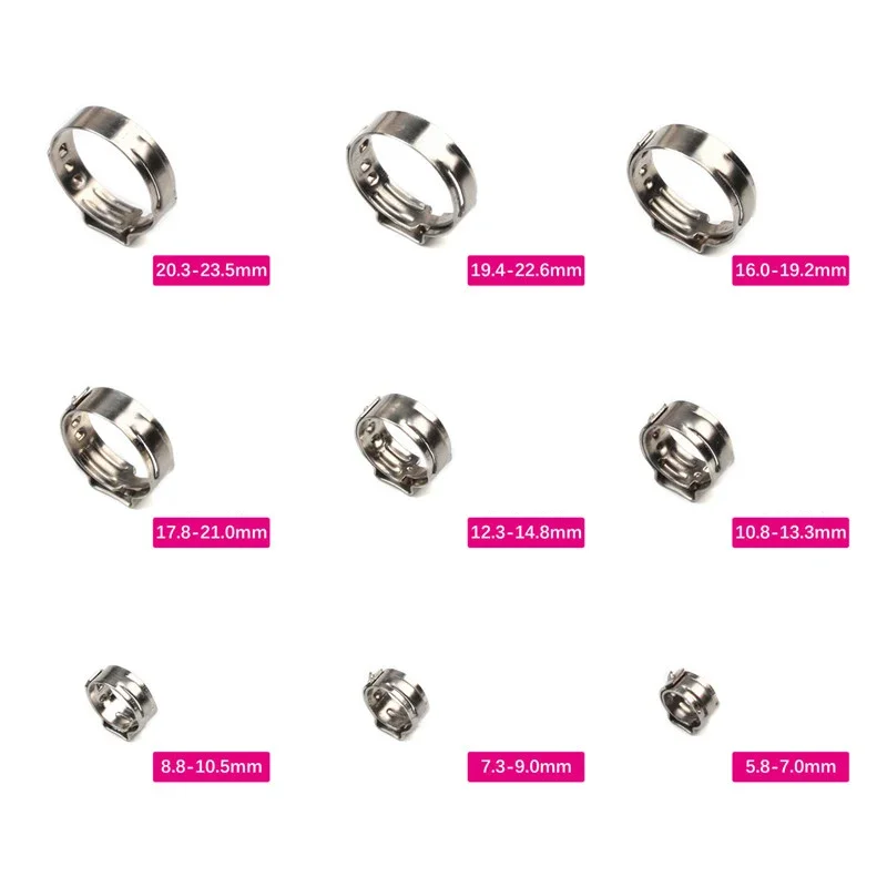 Lot De 30 Colliers De Serrage à Double Oreille - Acier Inoxydable 304, 7-9 Mm, Pour Tuyaux Carburant, Eau, Air