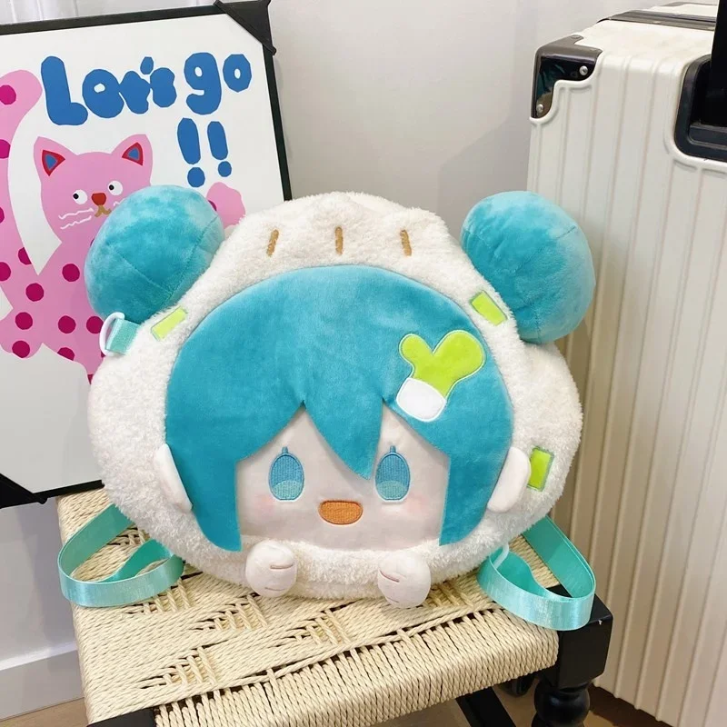 Plush Convertible Crossbody Bag with Double Bun Design - Streetwear Backpack
