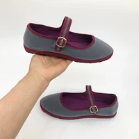 Gray Mary Jeans Flats Shoes Women Round Toe Hand Stitch Velvet Cloth Shoes Ladies Casual Soft Comfortable Ballet Shoes Loafers - Image 5
