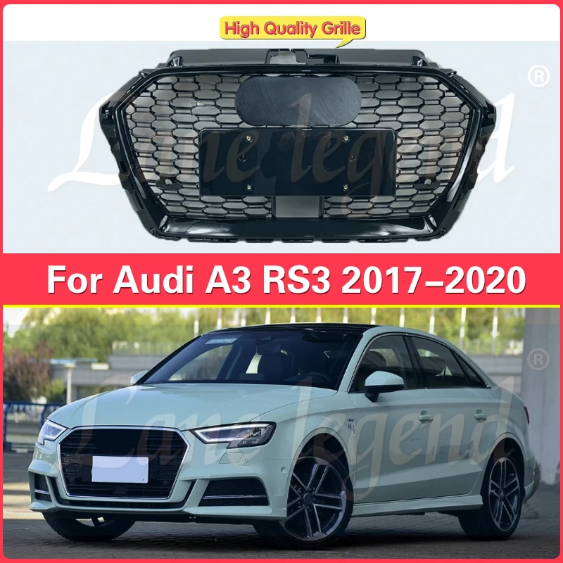 

Car Front Bumper Grill Center Grille With ACC Hole For Audi A3/S3 2017 2018 2019 2020 (Refit For RS3 Style)Styling Accessories