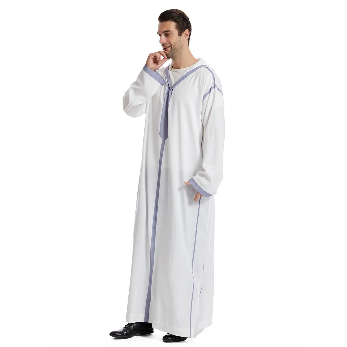 Muslim Jubba Thobe Clothes Men Hoodie Ramadan Robe Kaftan Abaya Dubai Turkey Islamic Clothing Male Casual Loose Robe