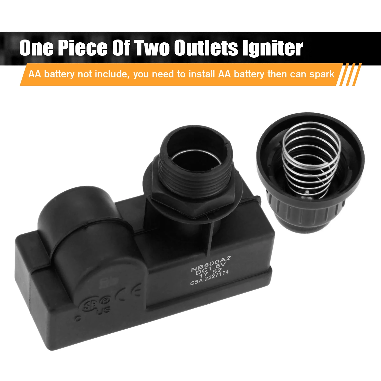 Double Ignition Kit Electronic Igniter Propane Gas Grill Igniters with Double Ignition Electrode 450 mm High Spark Plug Wire