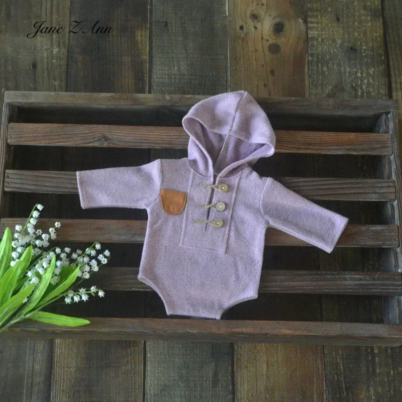 Newborn photography clothing Knitted hooded jumpsuit Climbing suit Baby photo twins outfits