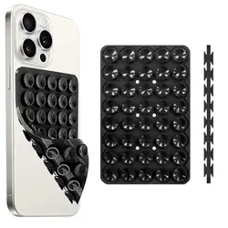 Dual-Sided Silicone Suction Phone Holder for Hands-Free Selfies and Videos (Black)