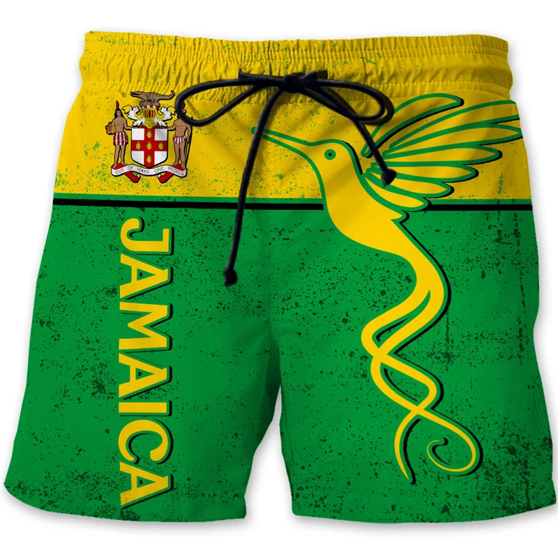 

Jamaica 3D Printed Beach Shorts For Men Jamaican Flag Pattern Surf Board Shorts Summer Vacation Swim Trunks Quick Dry Ice Shorts