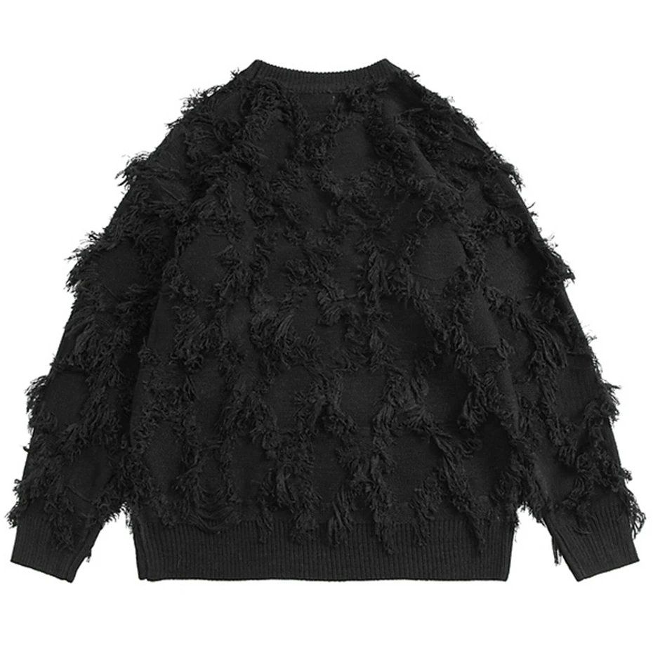 Distressed Tassel Sweaters Men's Oversized Streetwear