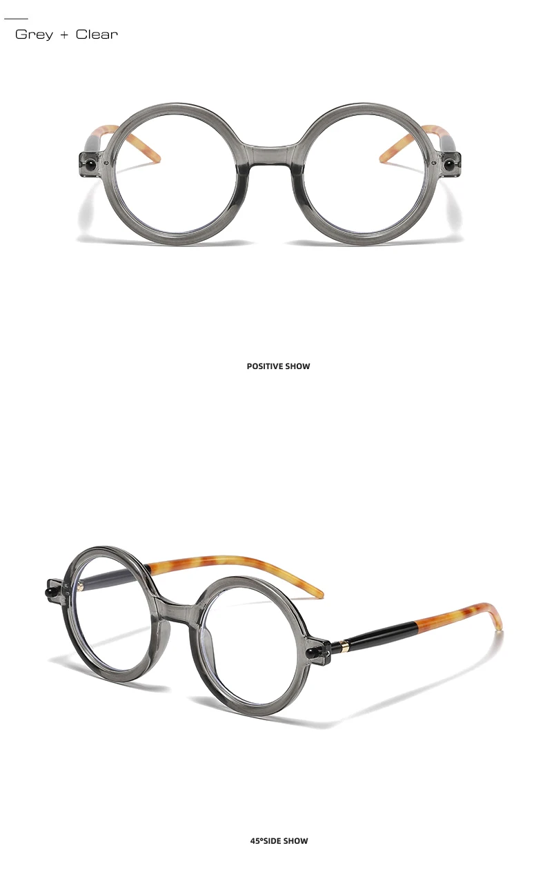 SO&EI Ins Popular Fashion Round Sungla Women Retro Double Color Clear Lens Eyewear Men Trending Shades UV400 Sun_voghion.com