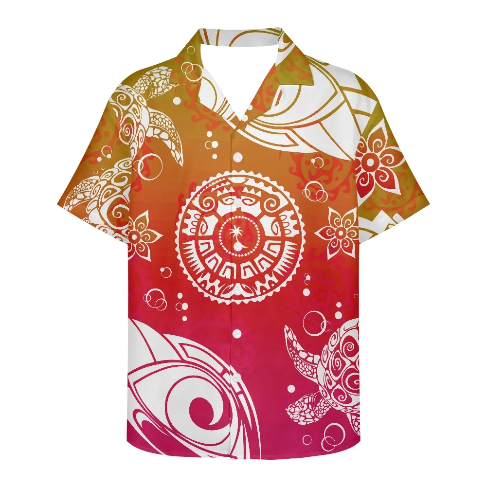 

HYCOOL Chuuk Island Men Clothing Polynesian Tribal Logo Printed Custom Shirt Colorful Oversized Hawaiian Shirts Vintage Fashion