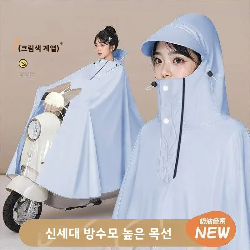 새로운 두꺼운 롱 버전 오토바이 레인코트 전신 전기 자동차 레인코트 성인 방수 자전거 라이딩 레인슈트