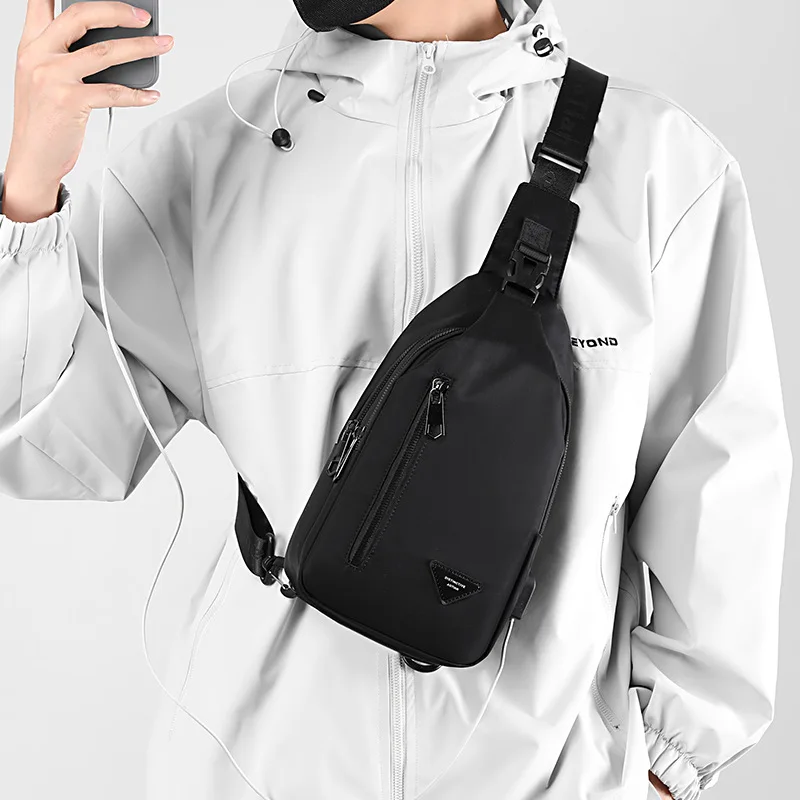 BYMONDY New Men's Chest Bags Oxford Cloth Short Trip Sling Pack for Boys Ipad Mini Crossbody Shoulder Bag Fashion Tide 5 Colors