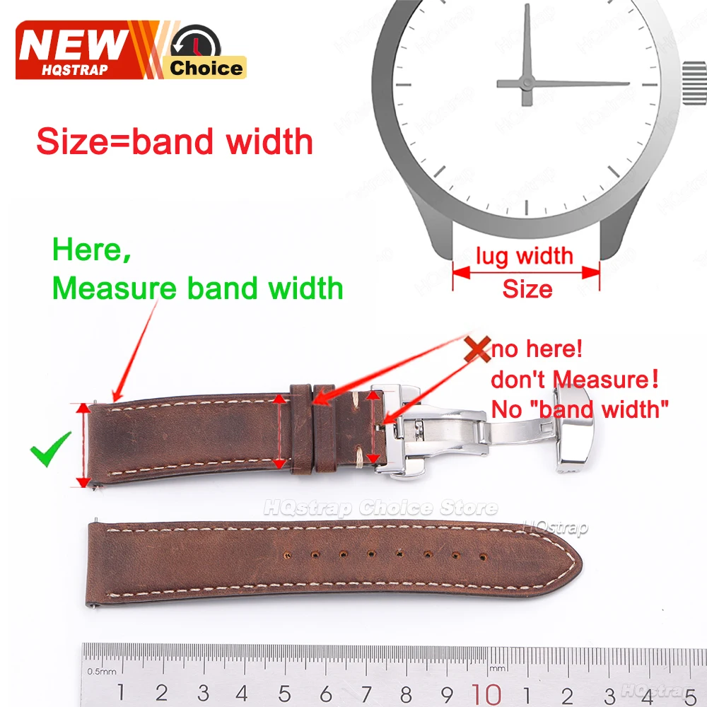 Elegant Genuine Leather Butterfly Clasp Watchband - Premium Strap Wristband Accessories