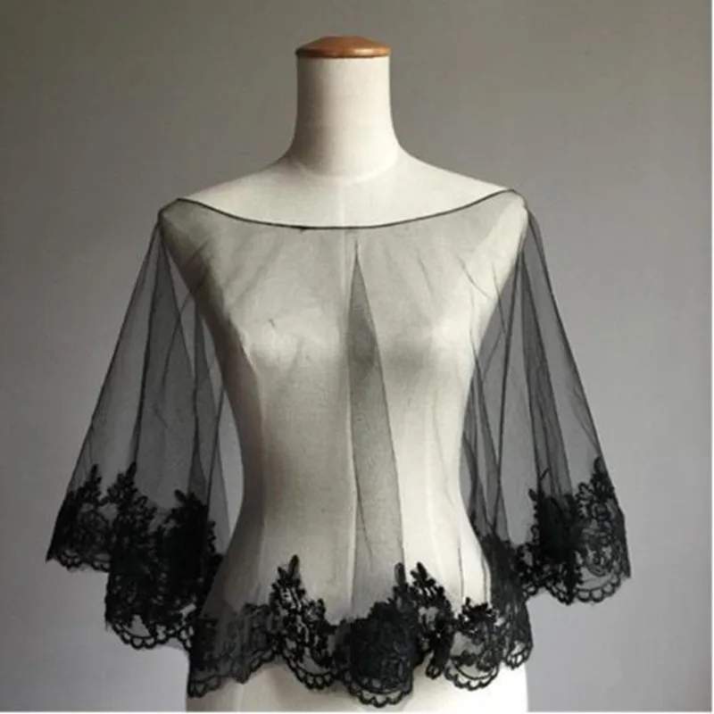 Women's Black Lace Shawl Wedding Cape Bridal Wrap