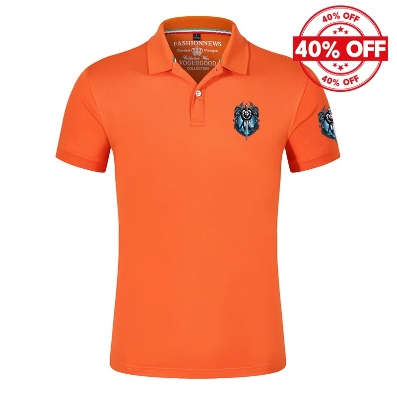 Summer Mens Slim Fit Polo Shirt Knights Templar Pattern