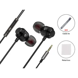 EARDECO HiFi Bass Wired Earbuds with Microphone (Black)