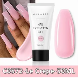 Makartt Trendy Nail Art Poly Gel for French Manicure, 30ML / 50ML in Pink, Clear, White, and Blue (C0572 Le Crepe 50g)