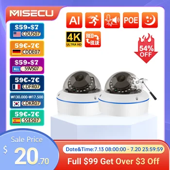 Misecu HD 5MP 4MP H.265 POE IP Camera Home Security Protection 1/2/3/4 PCS Vandalproof Dome Security Home Surveillance Cameras 1