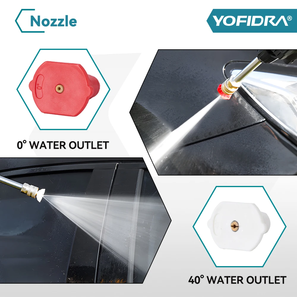 YOFIDRA Copper High Pressure Water Gun Cleaner Handheld Cordless Electric Spray Gun Garden Car Power Tool For Makita 18V Battery 5