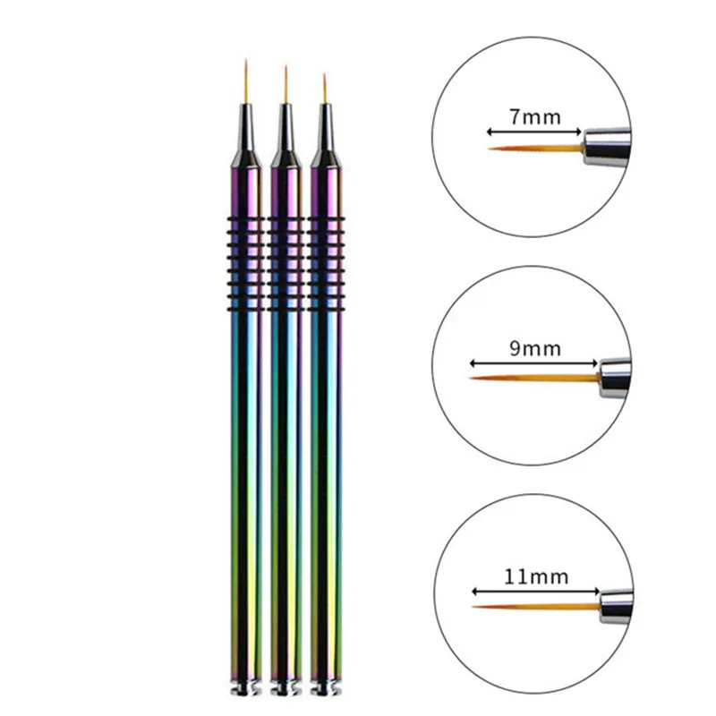 Nail Art Line Painting Drawing Brush Metal Handle UV Gel Extension Builder Polish Carving Pen Manicure Accessories Tool 2