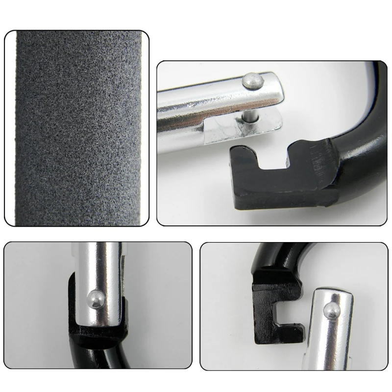 Große Karabinerhaken für Kinderwagen, Organizer, Aluminium D-Ring Federschnappverschluss, Schlüsselanhänger-Clip, Tragegriff zum Aufhängen von Handtaschen und Einkaufstaschen – Detail 7