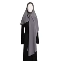 Solid Chiffon Instant Hijab Scarf Muslim Woman Bonnet Hijab Shawl Lady Soft Long Wraps Prayer Turban Headband Amira Headscarf