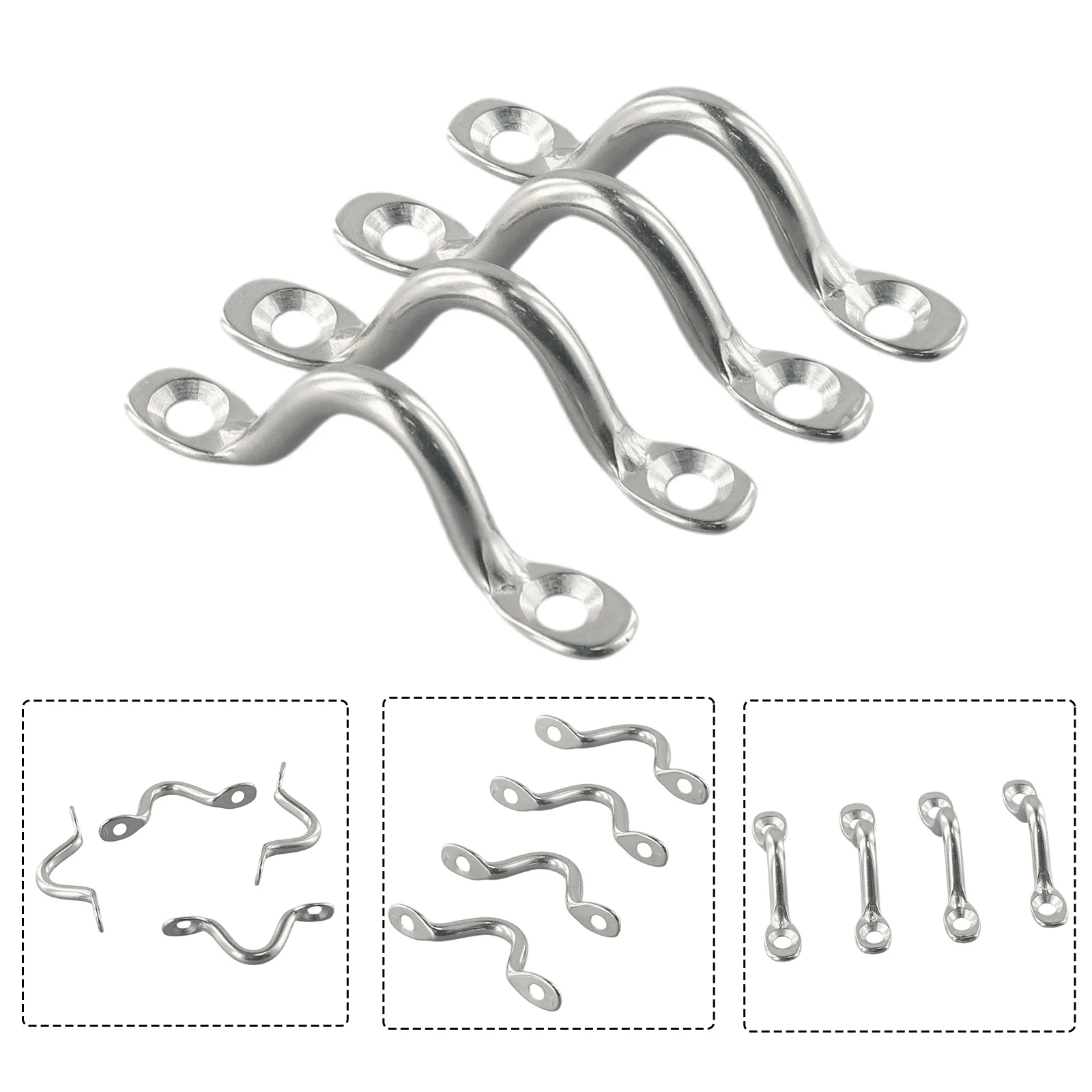 

4pcs 5mm Stainless Steel Handles Wire Eye Strap Boat Marine Tie Down Fender Hook Canopy Silver RV Engines Accessories