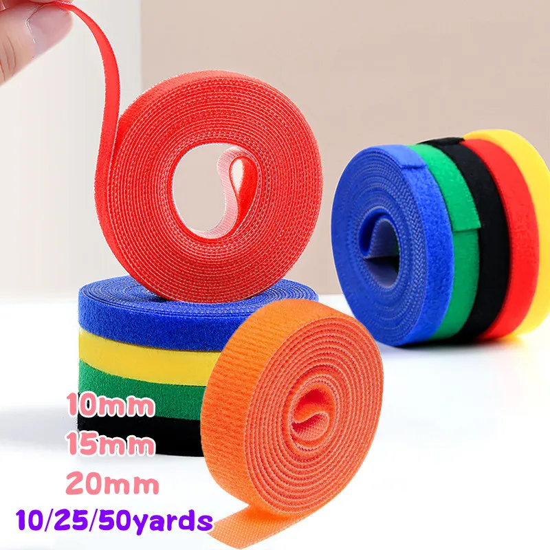 

10/15/20mm Hook and Loop Fasteners Tape Reusable Adhesive Tape Strong Back To Back Cable Ties Curtain Fastener Tape 10/25/50yard