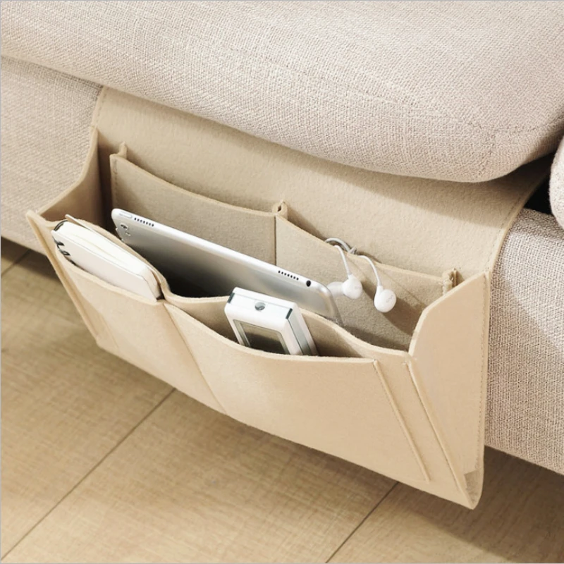 1pc 펠트 침대 옆 스토리지 주최자 Anti-slip 침대 옆 가방 침대 소파 사이드 파우치 교수형 소파 스토리지 침대 홀더 소파 용 포켓