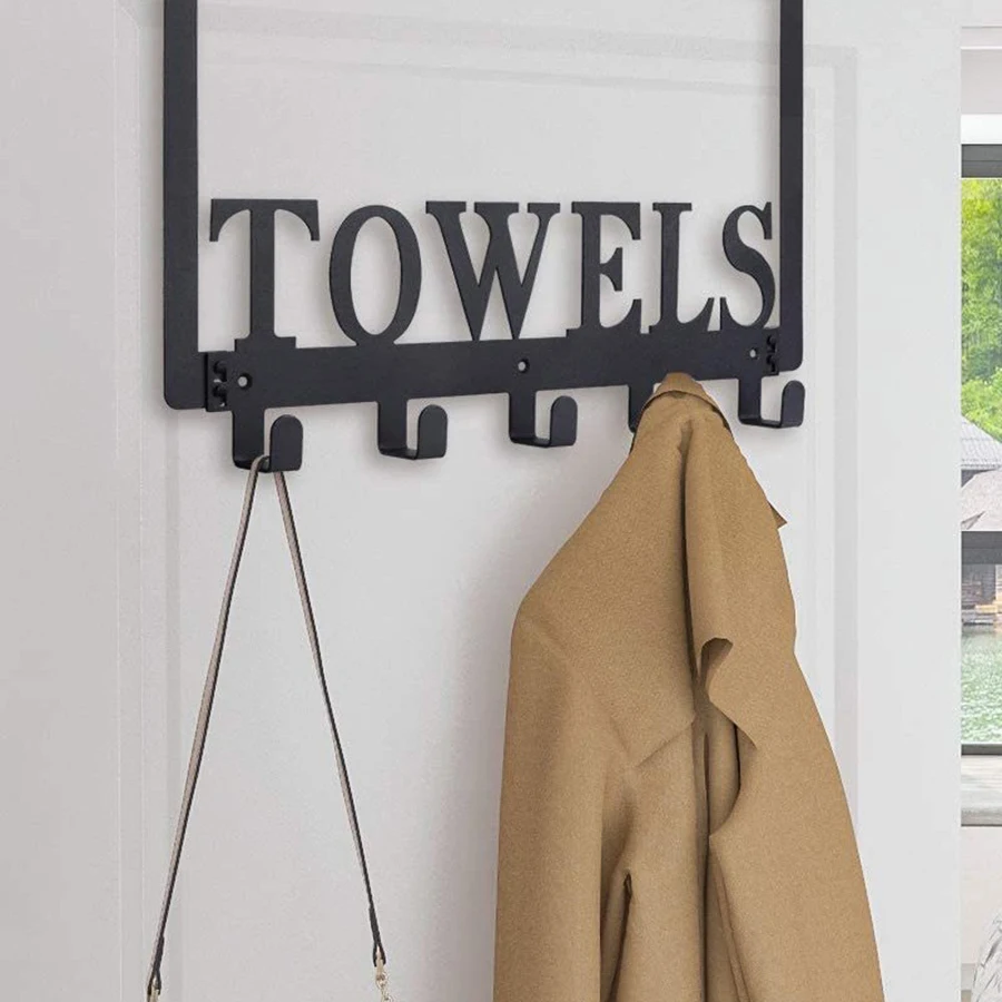Bathroom Coat Hooks No-Punch Back Door Coat Hooks Home Storage Iron Towel Heavy Duty Door Hooks