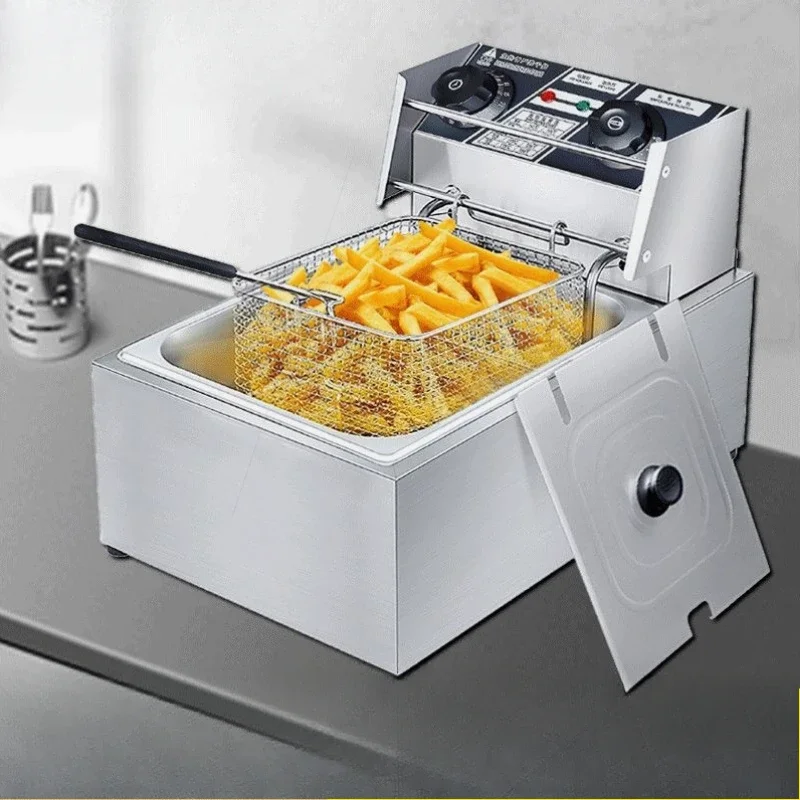 220V Imported Materials Fryers Commercial Household French Fries Deep-fried Dough Sticks Timing Single Double Cylinders 2